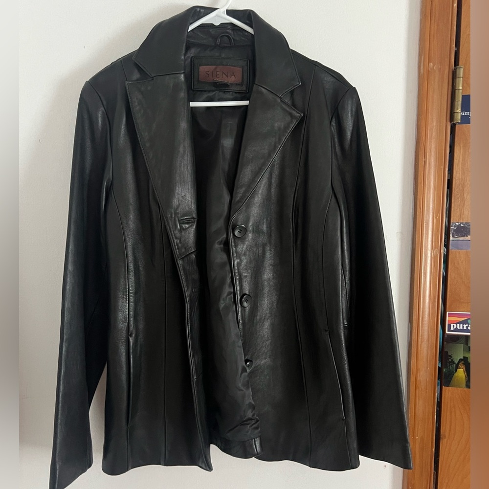 90s Real Leather Trench Coat Vintage